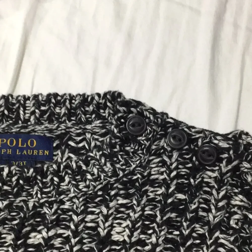 Ralph Lauren 3t Black white swing sweater nwot